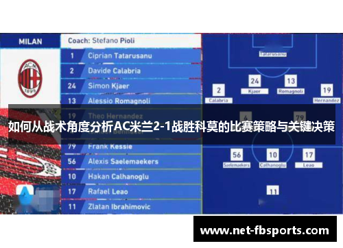 如何从战术角度分析AC米兰2-1战胜科莫的比赛策略与关键决策